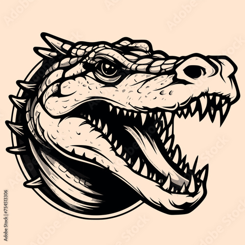 Black and White Crocodile  alligator  Outline Silhouette Ornament Vector Art for Logo and Icon  Sketch  Tattoo  Clip Art 