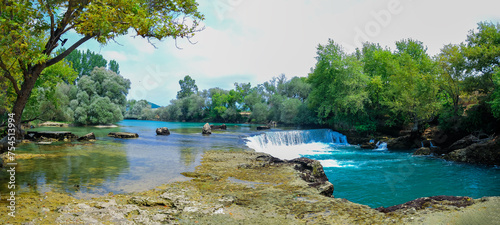 Manavgat Waterfall panorama. Antalya Manavgat.