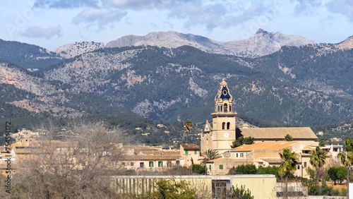 Scenic View of Consell Village and the Tramuntana Mountains in Mallorca