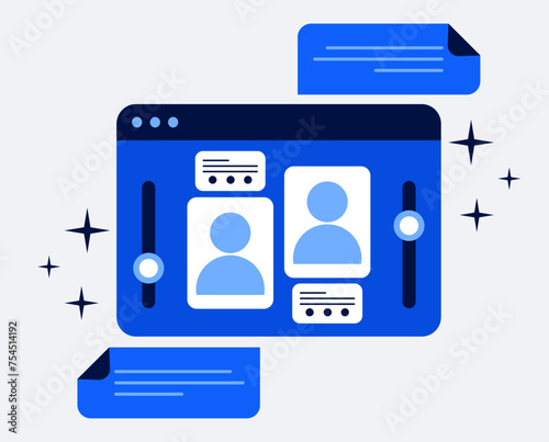 Hiring concept. Searching employees for vacant place. Human Resource Management and Hiring Concept. Vector Illustration