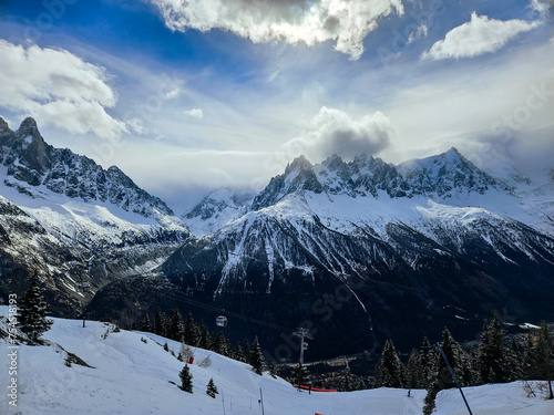 Canvas Print ski resort in the mountains
