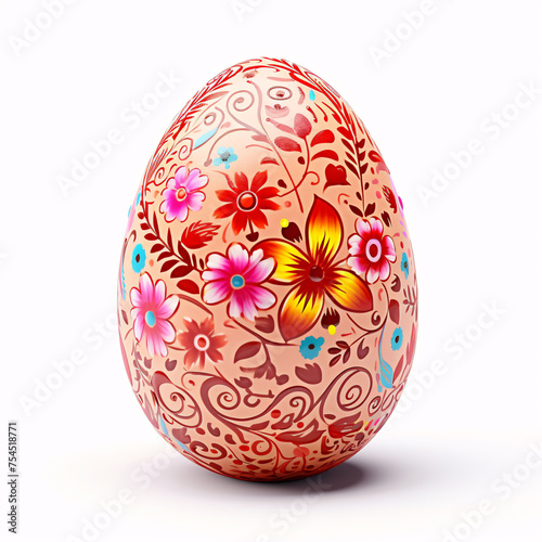 Hand painted Easter eggs isolated on white. Floral, colorful spring patterns and designs. Traditional, artistic, handmade and unique.