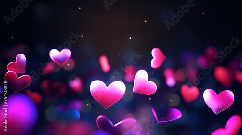 Abstract Dark Gradient Background with Hearts