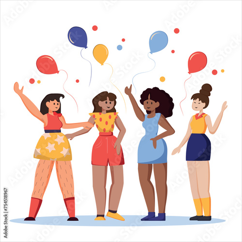 Girl with different ethnicity celebrating having fun dancing