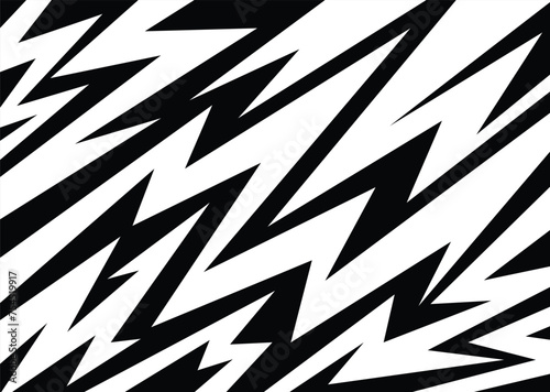 Fototapeta Naklejka Na Ścianę i Meble -  Abstract black and white background with spikes and zigzag line pattern