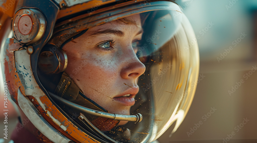 Astronaut's Mars Helmet Macro Close-Up Portrait Enhanced with AI Technology, Space Explorer's Helmet Extreme Shot, created with Generative AI technology Astronaut's Mars Helmet Macro Close-Up Portrait Enhanced with AI Technology, Space Explorer's Helmet Extreme Shot, created with Generative AI technology