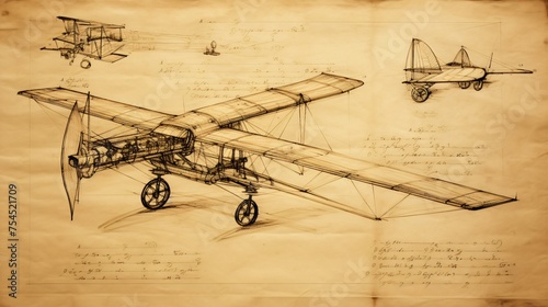 Abstract drawing illustrates ancient machine. Technical sketch reveals old mechanism.