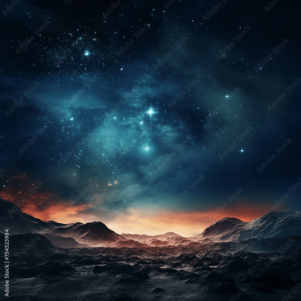 Galaxy space background above the mountains with the stars shining in the sky  ai generated concept