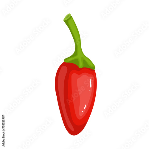 Pod of hot, burning chili pepper. Ripe vegetables. Vector graphics