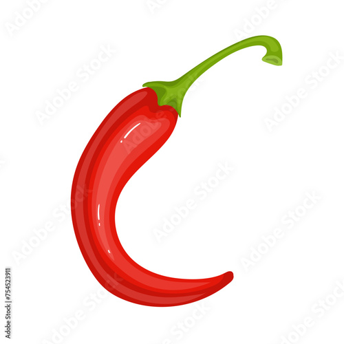 Pod of hot, burning chili pepper. Ripe vegetables. Vector graphics