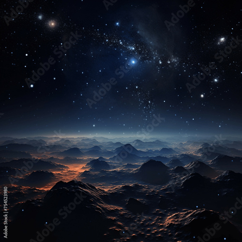 Stars on a dark sky above the mountains in the atmosphere ai generated concept