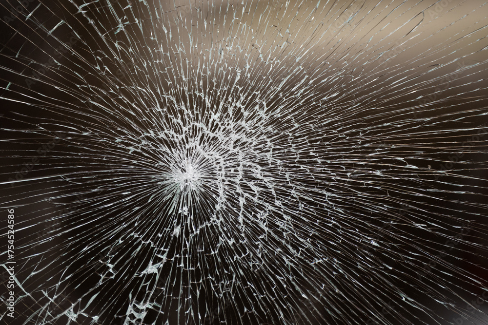 Obraz premium The broken glass window the shop