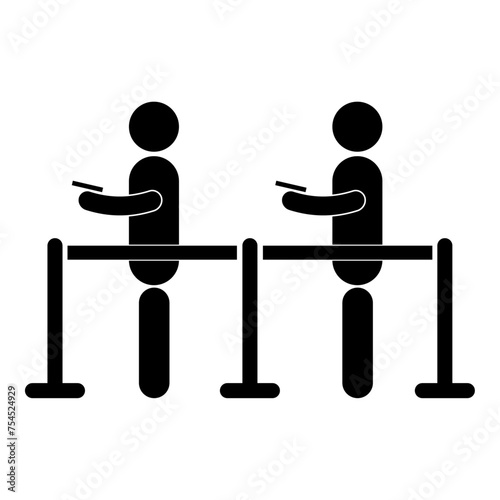 People standing in line with tickets vector transparent icon