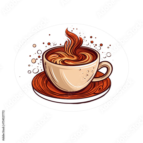 Cup of espresso - steaming coffee - hot chocolate, cup with saucer - Food Vector Graphics - coffee break - graphics for bars, restaurants, stickers, sublimation, cricut, scrapbooking,