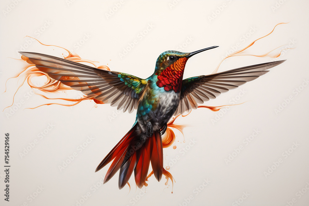 Vibrant Hummingbird in Flight Art