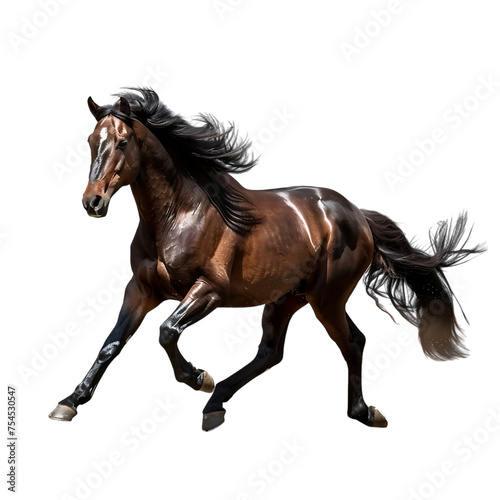 running brown horse isolated on transparent background cutout 