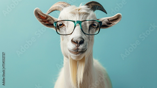 Creative animal concept. Llama in sunglass shade glasses isolated on solid pastel background, commercial, editorial advertisement, surreal surrealism