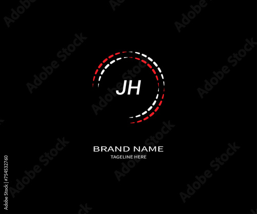 JH LETTER LOGO Design ONE BLACK BACKGROUND