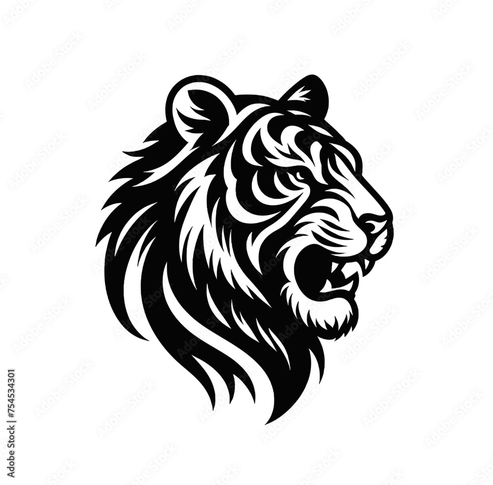 beautiful monochrome tiger illustration