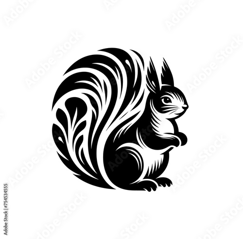 Beautiful engraved monochrome squirrel isolated vector illustration