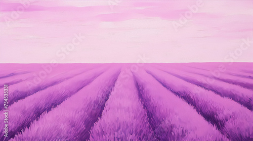 Oil painting of lavender fields in Provence  France.