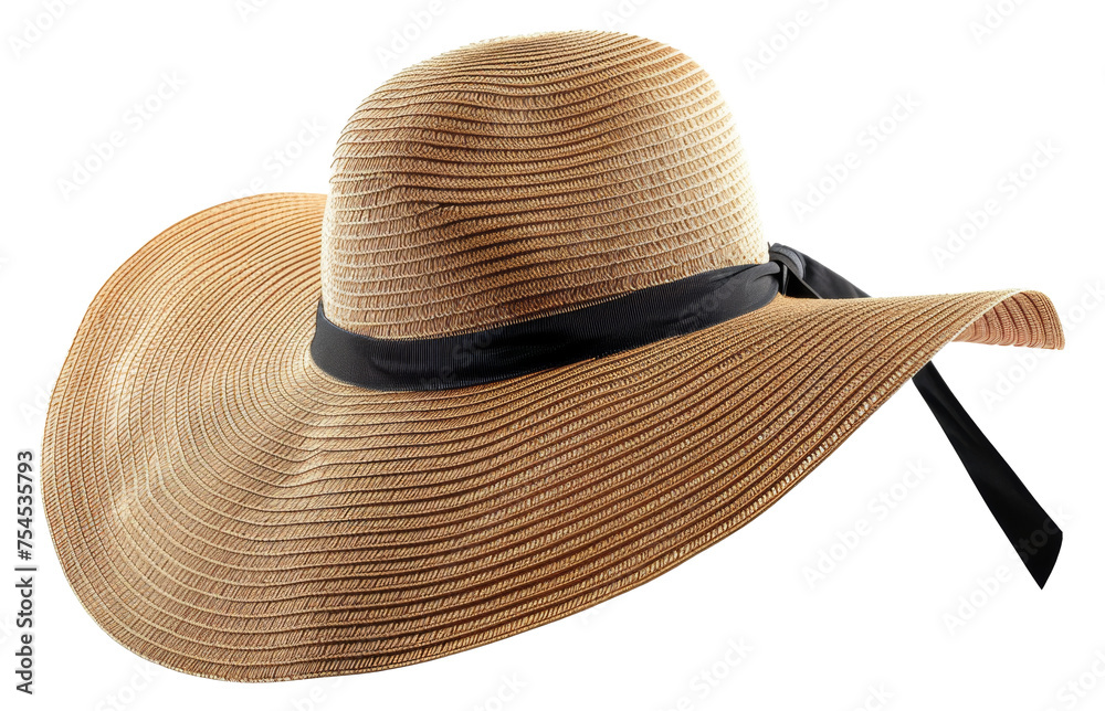 Stylish straw hat perfect for summer sun protection, cut out - stock png. Stylish straw hat perfect for summer sun protection, cut out - stock png.