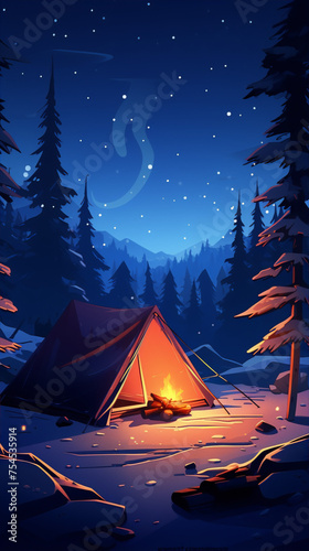 Wallpaper Mural camping at night Torontodigital.ca