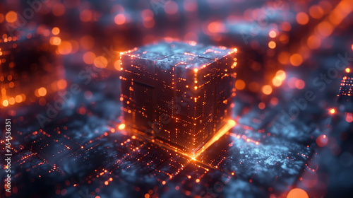 digital technological abstract blockchain cubes