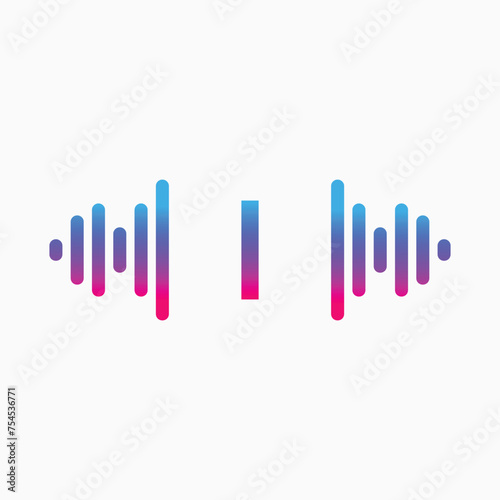 I letter with Pulse music player element. Logo template electronic music, equalizer, store, dj, nightclub, disco. Audio wave logo concept, Multimedia Technology themed, Abstract Shape vector