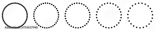 CERCLES AVEC POINTS RONDS. Cercles en pointillés avec points noirs parfaitement ronds