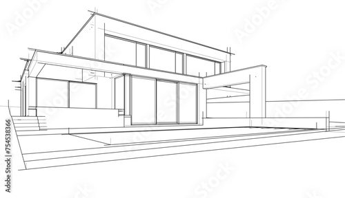 house architectural 3d sketch 