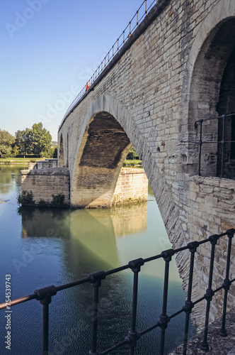 Famous medieval bridge Pont Saint-Benezet also called Pont d'Avignon in Avignon city, France