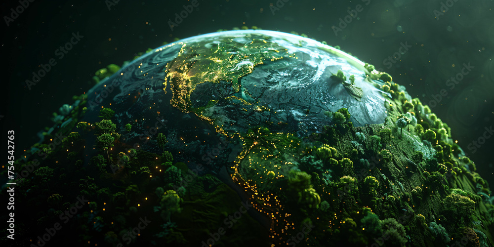 green forest on globe earth Earth Day Concepts. World Environment Day Concept