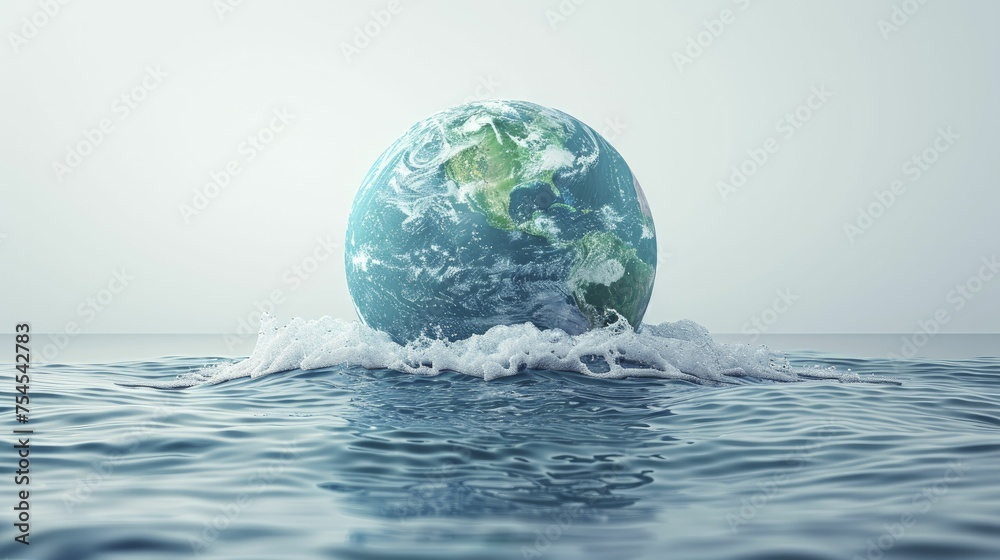 A globe with water levels visibly higher around continents, offering a stark visual of potential futures. A globe with water levels visibly higher around continents, offering a stark visual of potential futures.