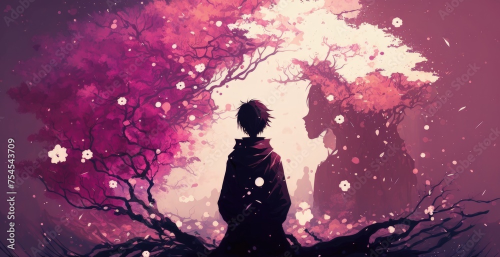 Obraz premium Serene Meditative sakura Abstract Backgrounds 