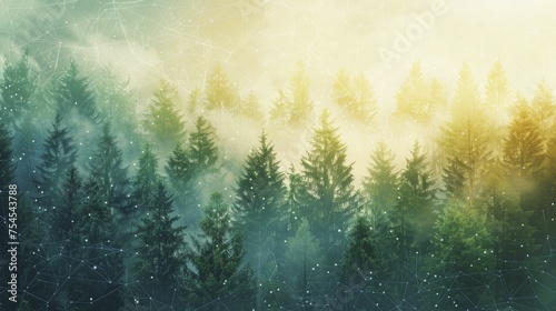 An image showcasing a tranquil forest overlaid with CO2 molecules highlights the hidden process of carbon sequestration.