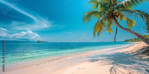 Tropical beach with white sand and azure water