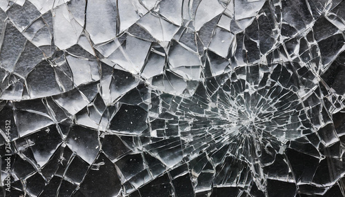 Abstract background with glass broken into large number of pieces and cracks