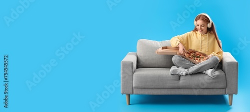 Young girl in headphones an...