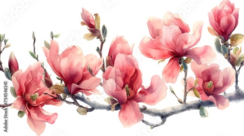 Delicate Pink Magnolia Blossoms - Watercolor Clipart for Wedding Invitations © Lumina