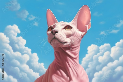 Majestic Sphynx Cat Under Cerulean Skies © Canvas Alchemy