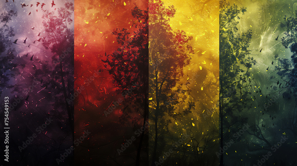 Seasons, grunge, dark palettes. Generative AI Seasons, grunge, dark palettes. Generative AI