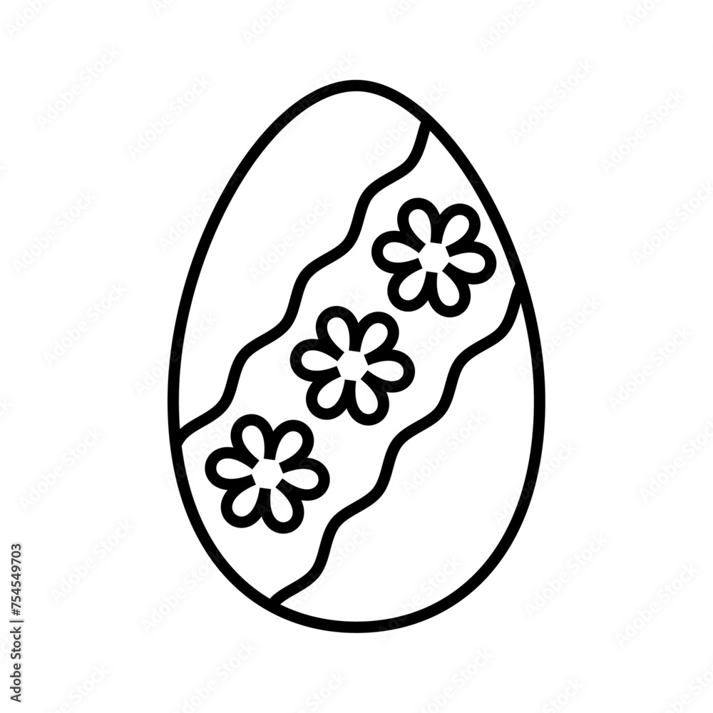 Easter egg thin line icon. Egg decorated with floral pattern outline drawing symbol. Editable stroke vector Easter icon isolated on transparent background Easter egg thin line icon. Egg decorated with floral pattern outline drawing symbol. Editable stroke vector Easter icon isolated on transparent background