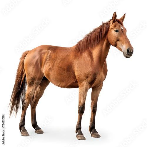 standing brown horse on transparent background