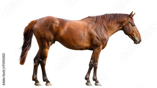 station  standing brown horse isolated on whitebackground