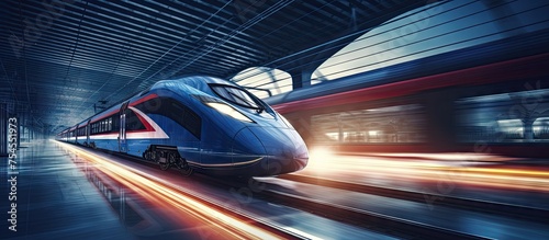 Dynamic Train Journey: Speeding Locomotive Travels Through Enigmatic Tunnel © Ilgun