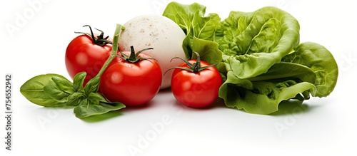 Fresh Organic Vegetables and Eggs Arranged on a Clean White Background