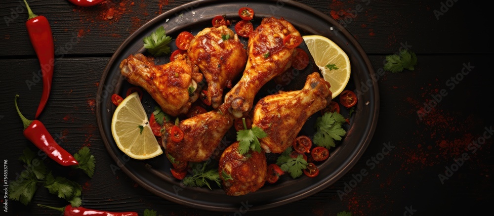 Spicy Chicken Wing Platter with a Kick of Chilis on the Side for Flavorful Dining Experience
