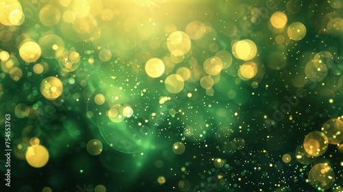 Background with green color concept and gold sprinkles. Generate AI image