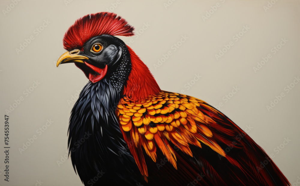 Rooster isolated on bright background